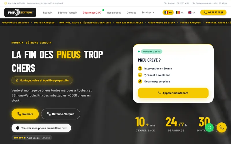 Aperçu du site Pneustation